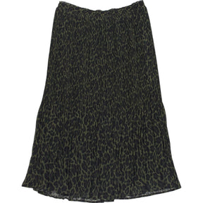 Wyse Green Leopard Print Midi Skirt