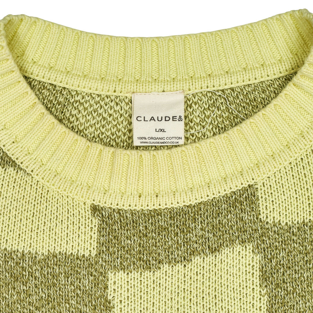 Claude & Co Green Checkered Knit Jumper
