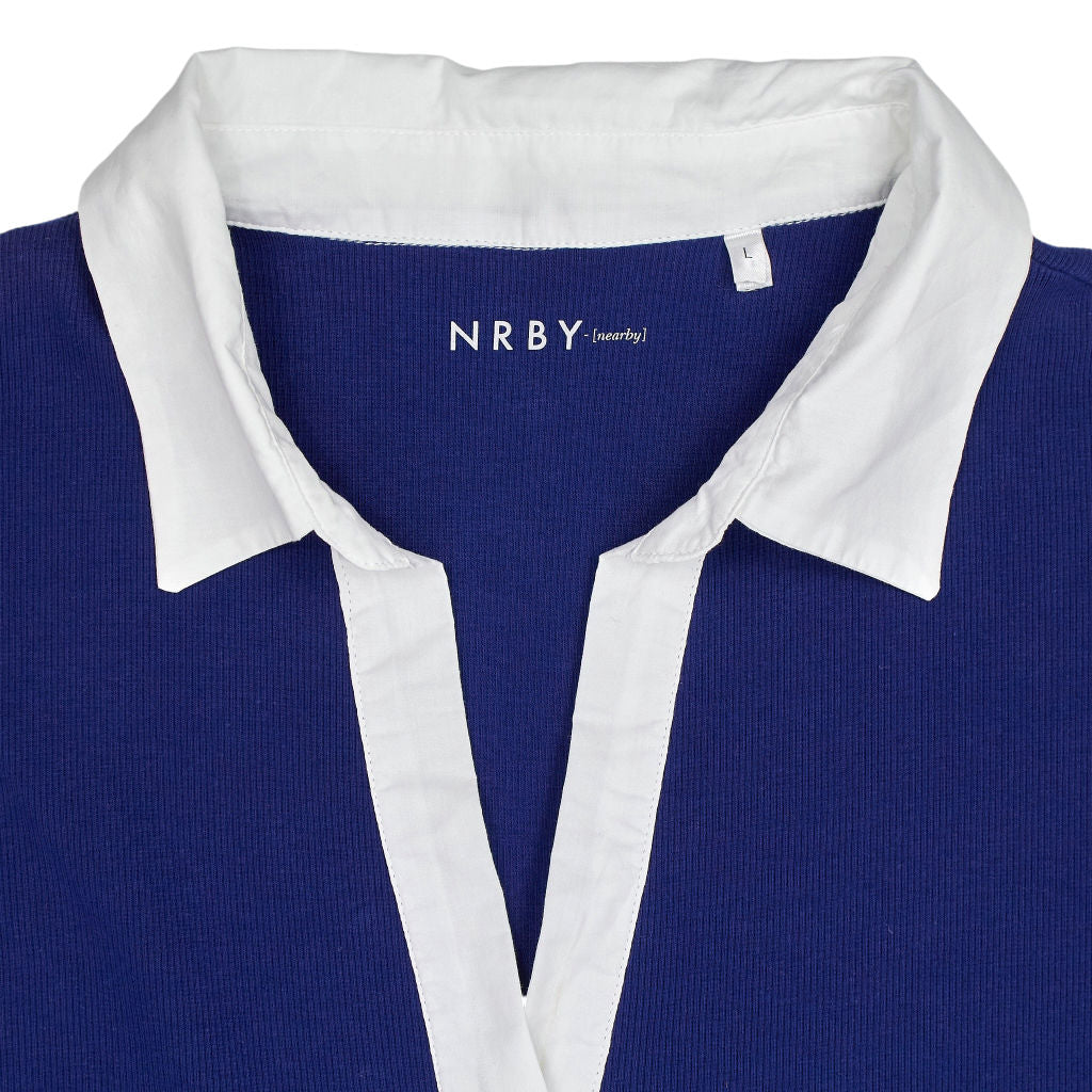NRBY Blue White Collared Top