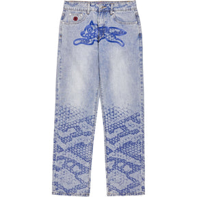 BBC Ice Cream Light Blue Snakeskin Denim Pants