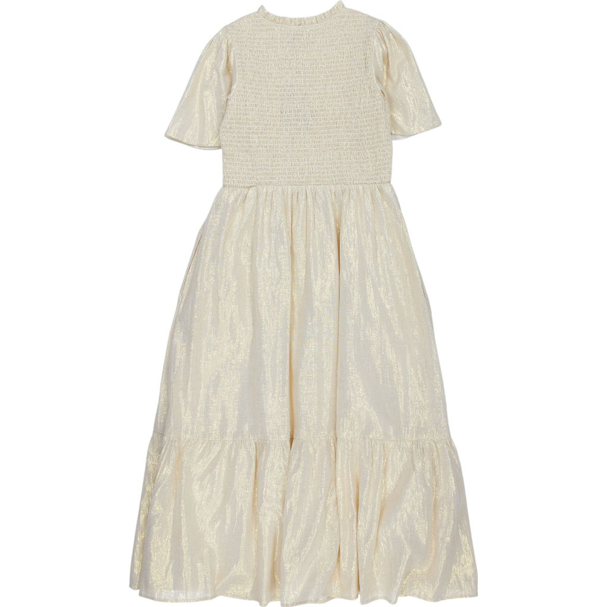 WYSE Gold Smocked Midi Dress