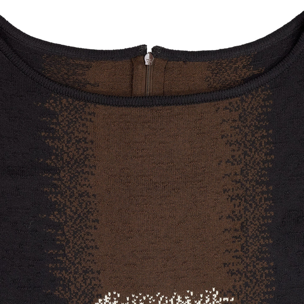 St. John Black Brown Intarsia Knit Dress