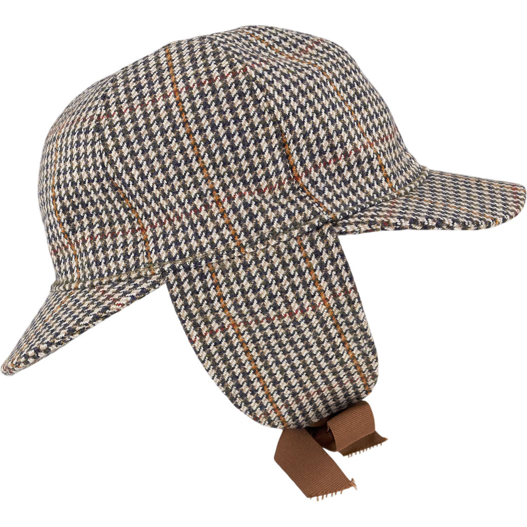 Bates Cream Houndstooth Wool Deerstalker Hat