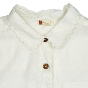 WYSE White Scalloped Button Blouse