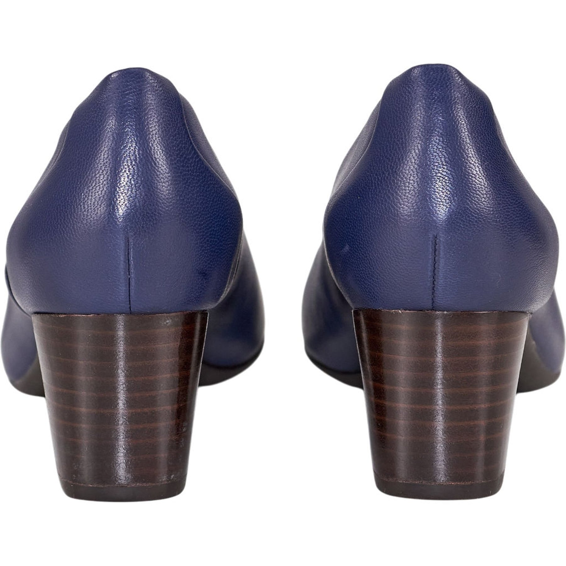 Clarks Navy Leather Un Cosmo Step Heels