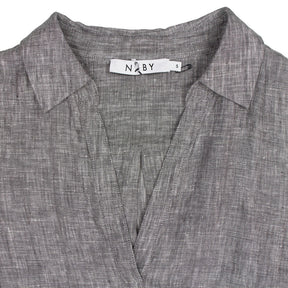 NRBY Grey Linen Belted Shirt Dress