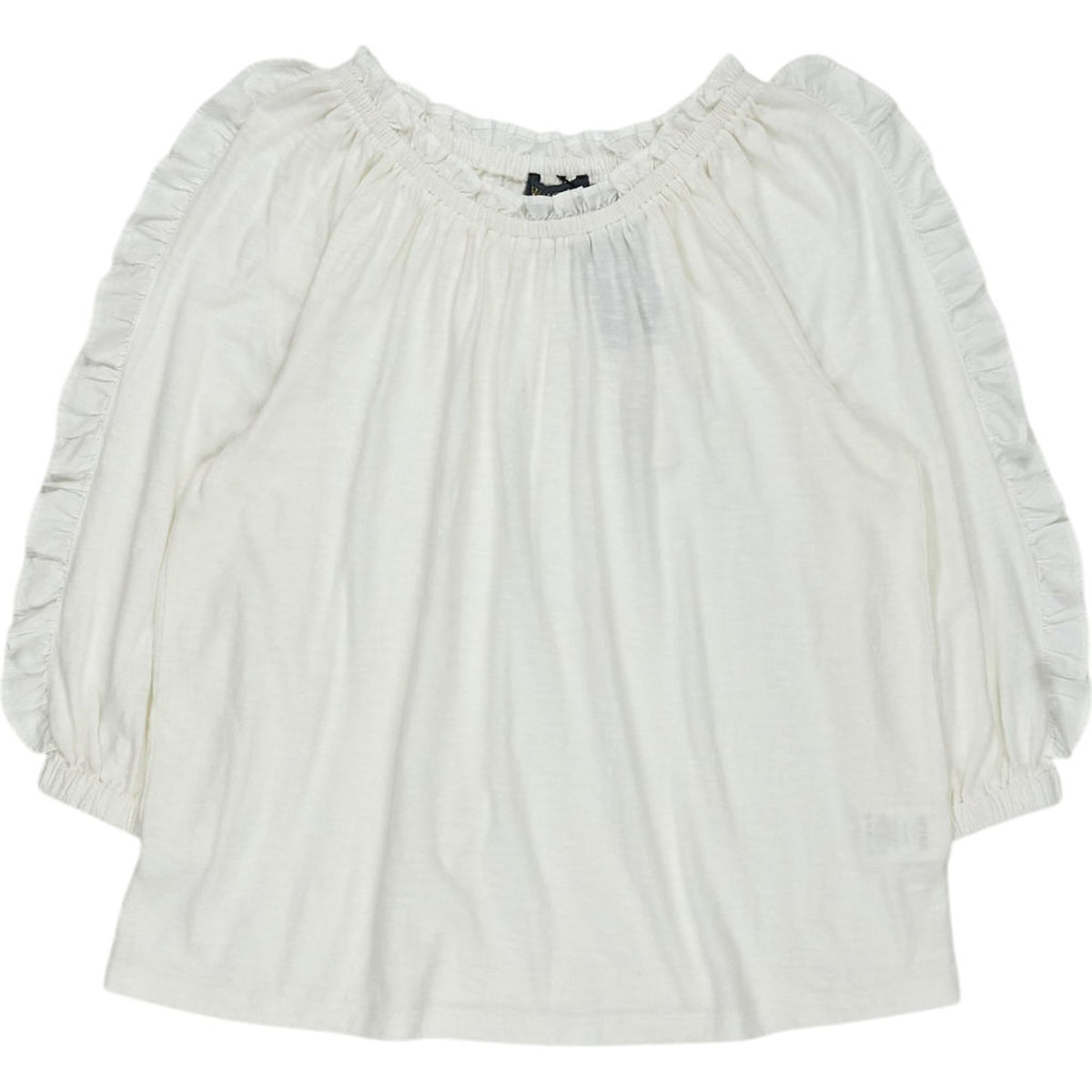 Wyse White Rae Ruffle Sleeve Top