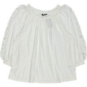 Wyse White Rae Ruffle Sleeve Top