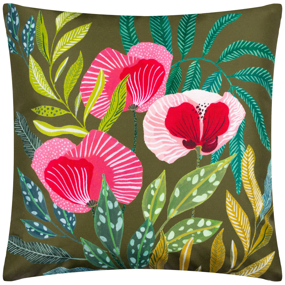 House of Bloom Poppy Outdoor Square Cushion Olive