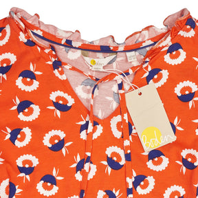 Boden Orange Floral Sleeveless Cotton Dress