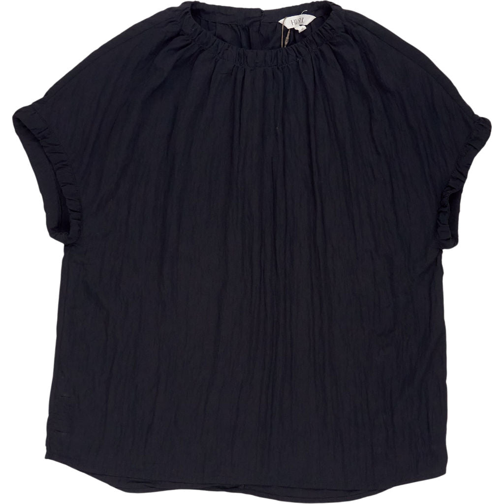 Hush Black Gathered Crew Neck Top
