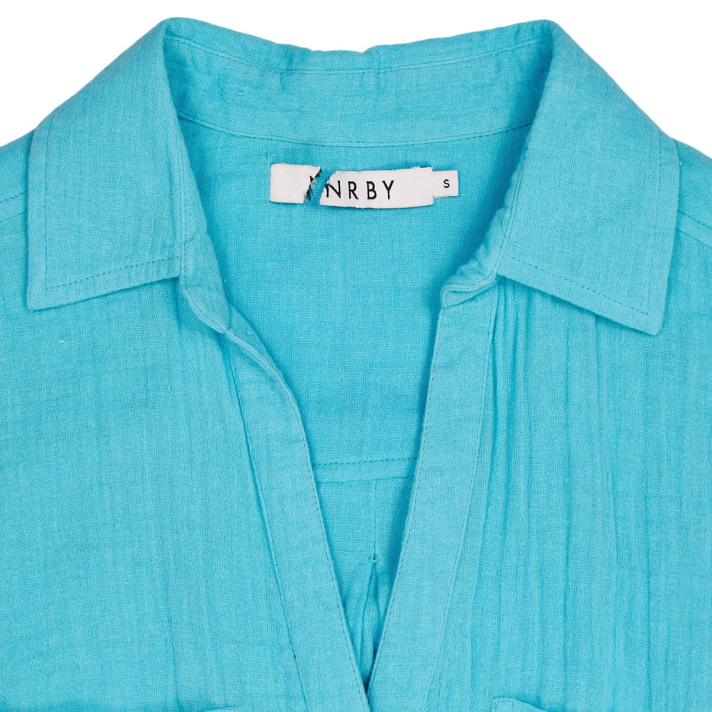 NRBY Blue Button-Down Belted Dress