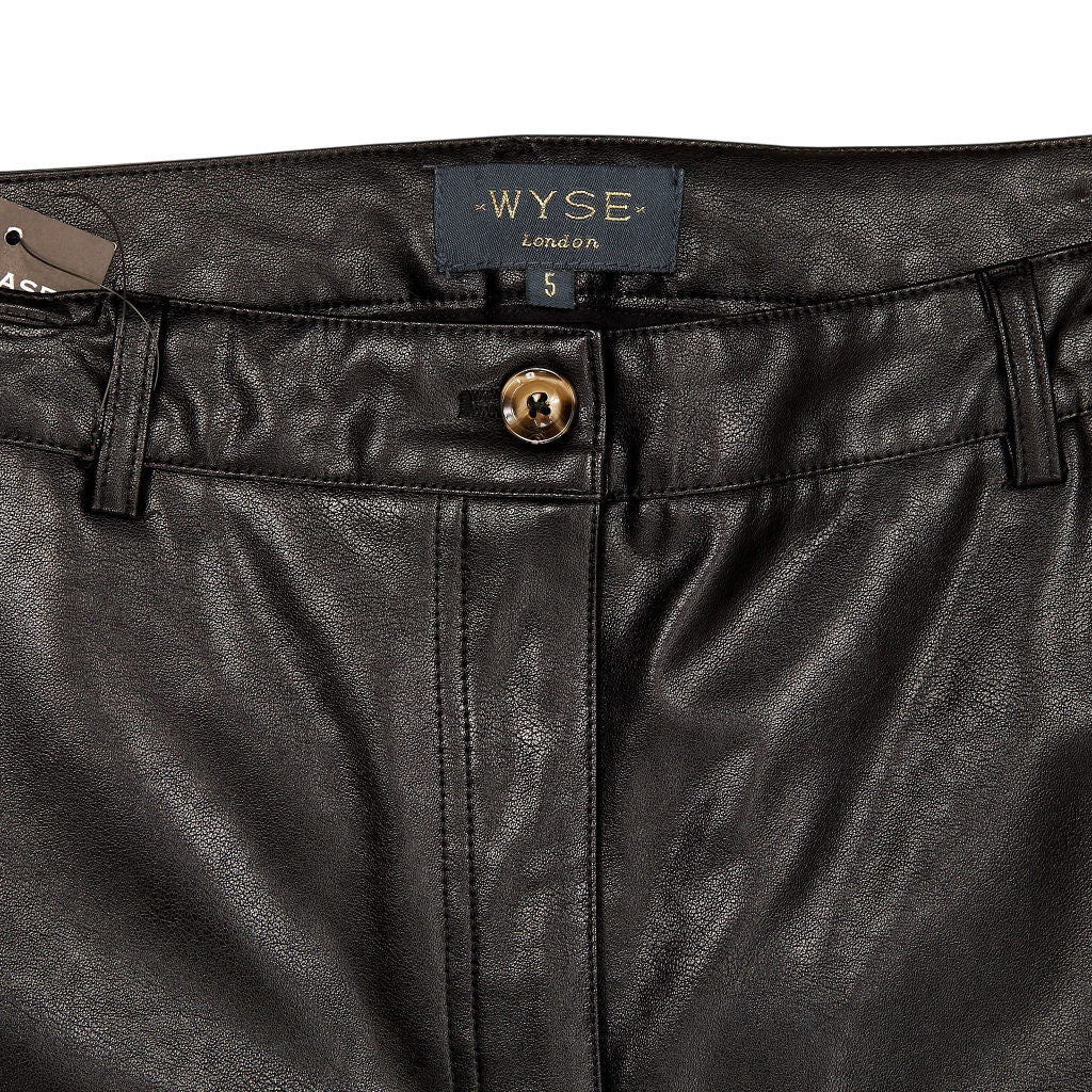 Wyse Black Faux Leather Trousers