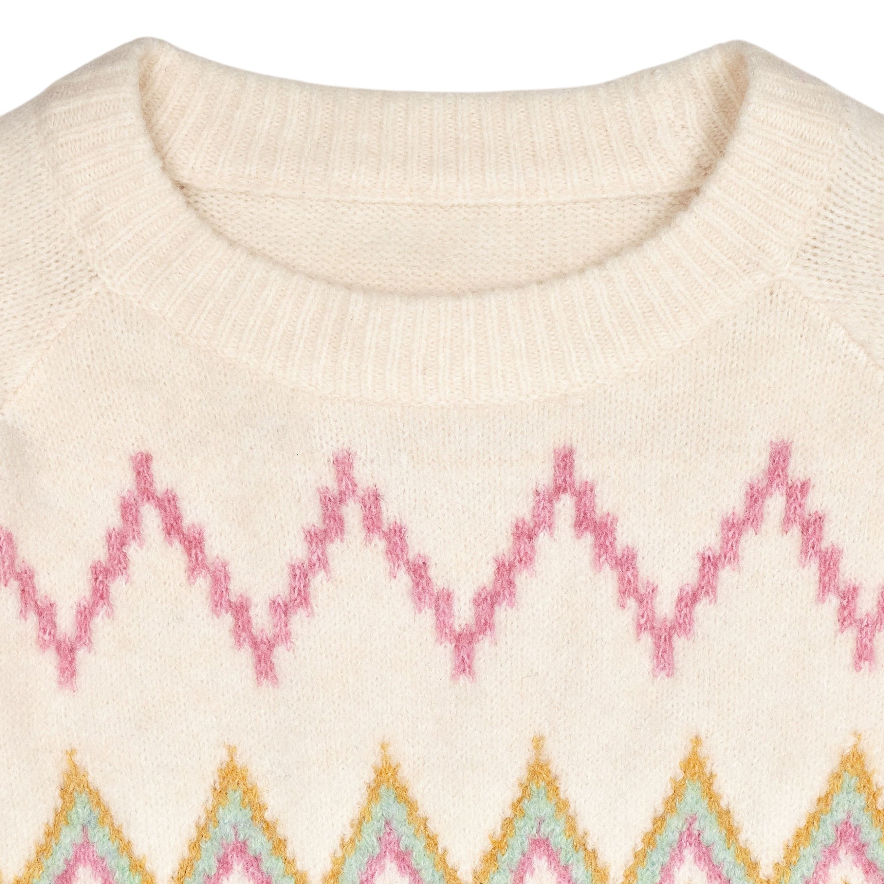 Omnes Cream Multi Zigzag Knit Jumper