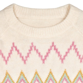 Omnes Cream Multi Zigzag Knit Jumper