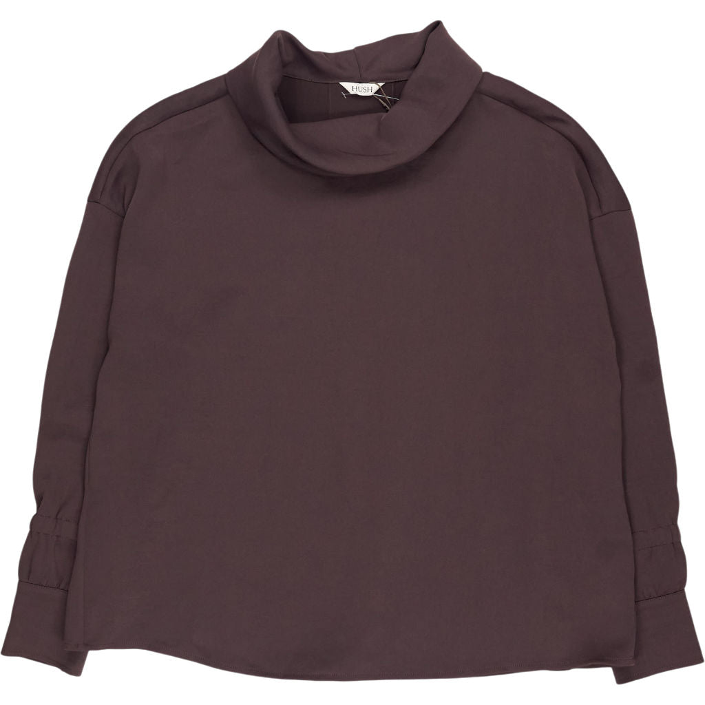 Hush Raisin Brown Long Sleeve Cowl Neck Top