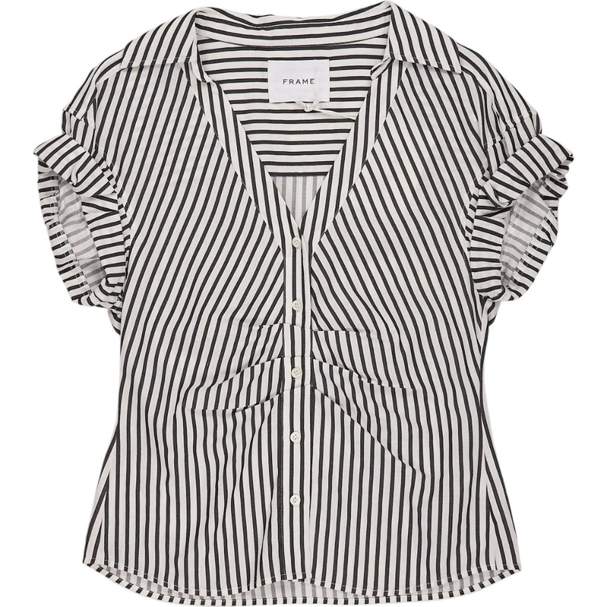 Frame Black White Striped Button Down Top