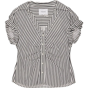 Frame Black White Striped Button Down Top