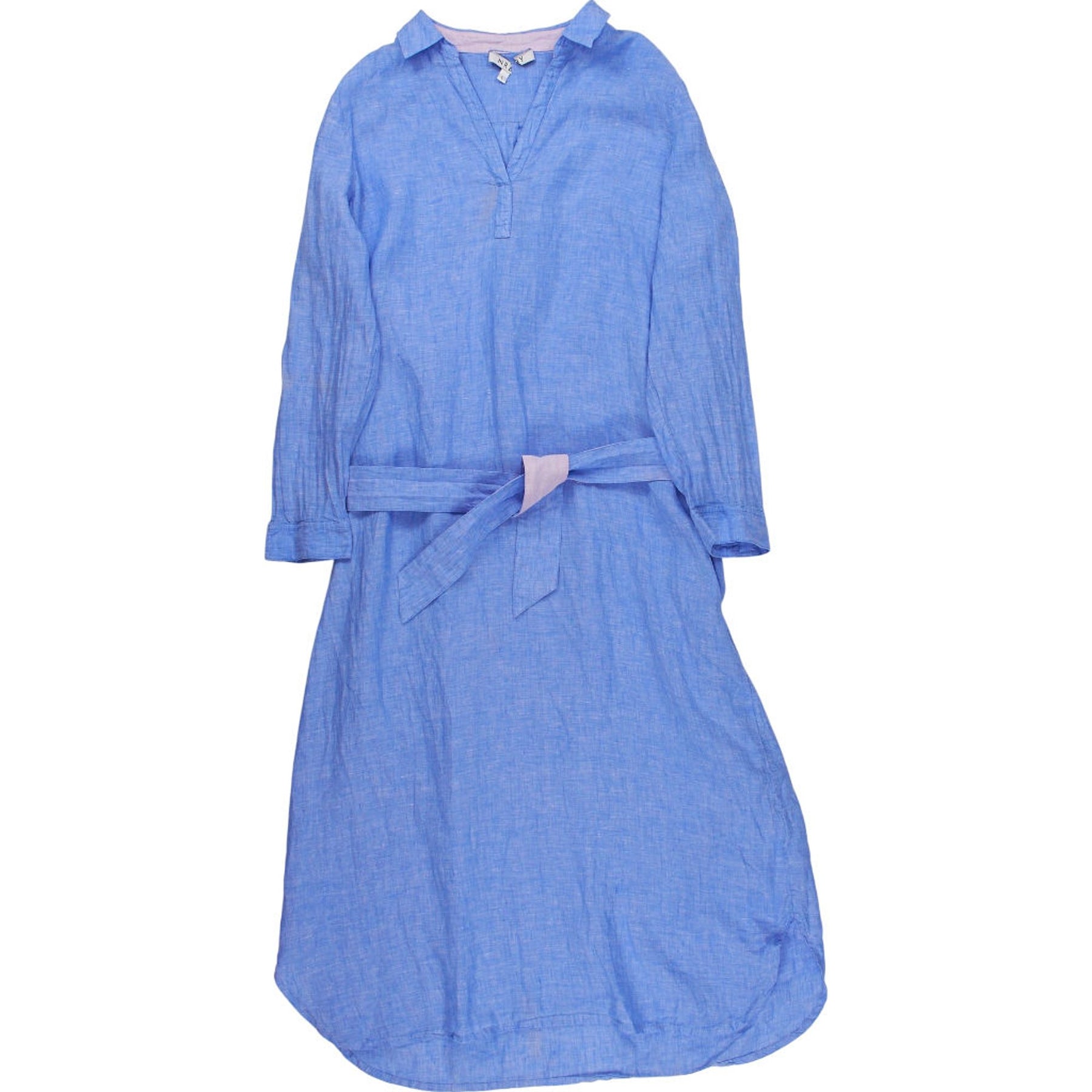 NRBY Blue Linen Shirt Dress L