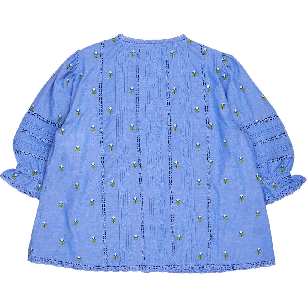 WYSE Blue Kara Embroidered Blouse