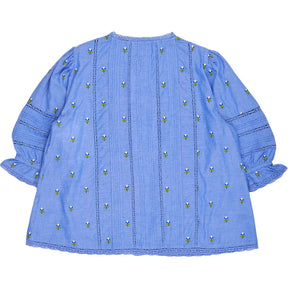 WYSE Blue Kara Embroidered Blouse