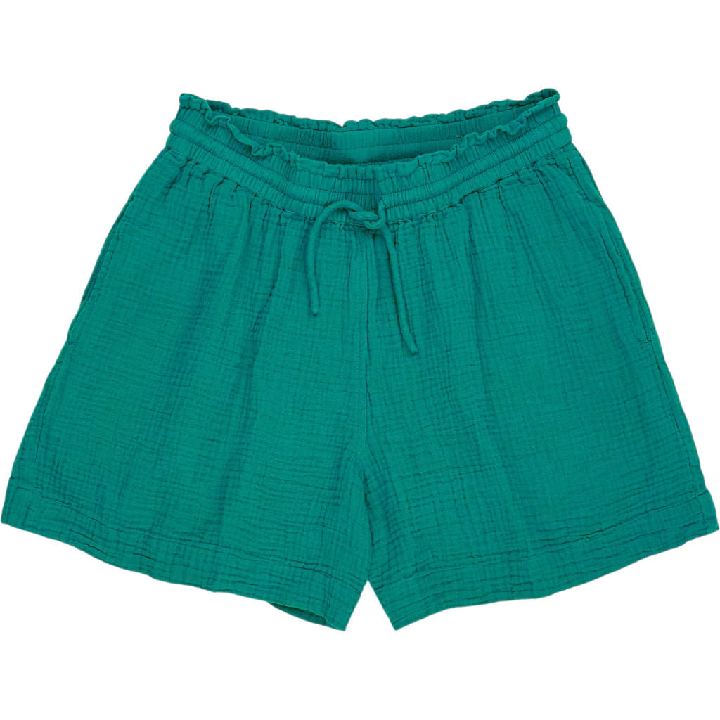 NRBY Teal Crinkle Cotton Shorts