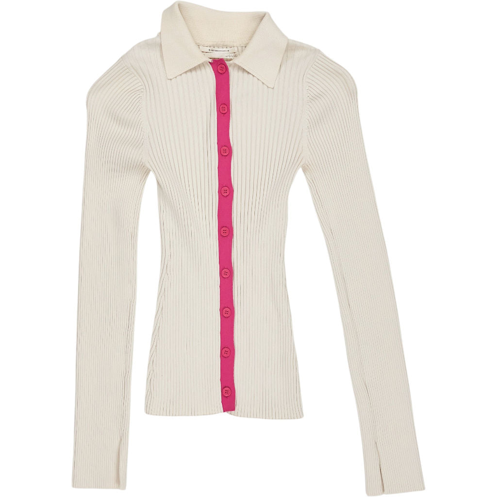 Anthropologie Cream Ribbed Long Sleeve Top