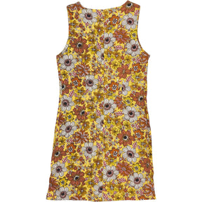 Apricot Yellow 70s Floral Shift Dress
