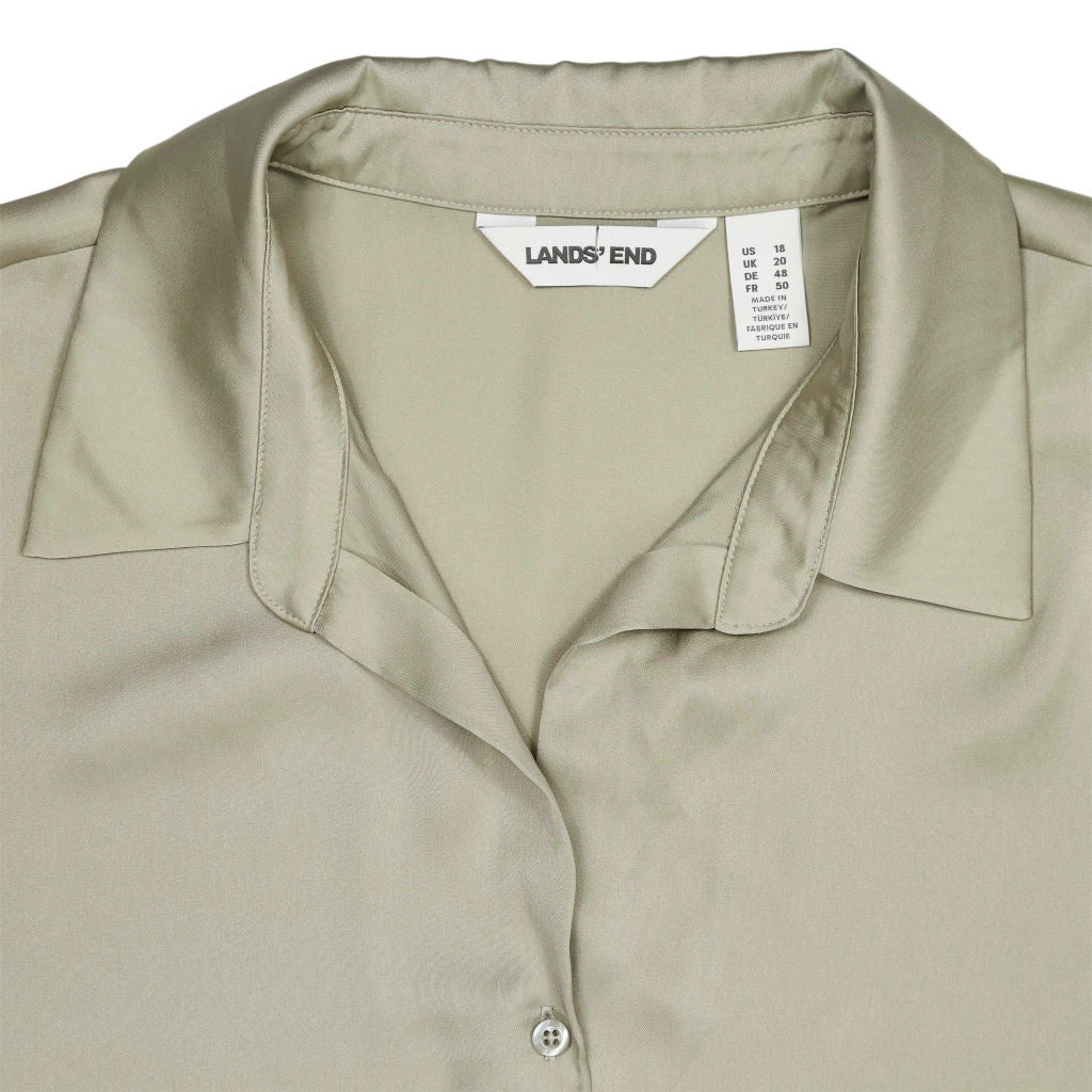 Lands' End Beige Satin Blouse