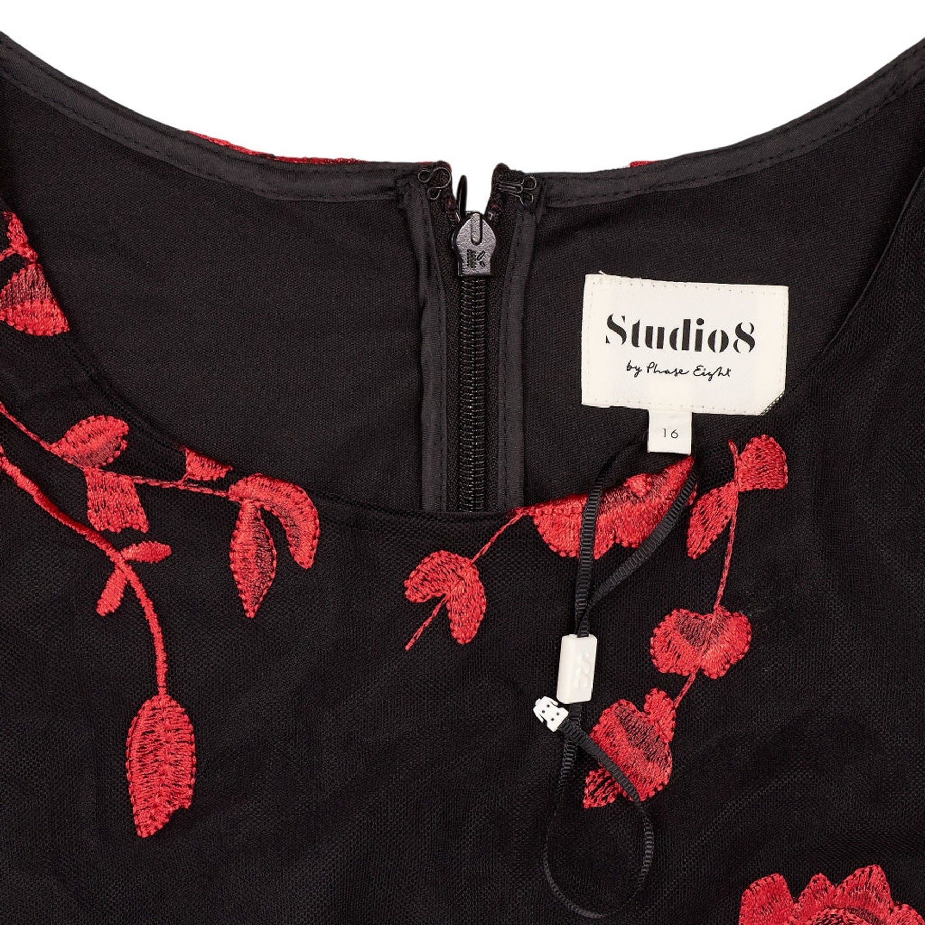 Studio 8 Black Red Embroidered Dress