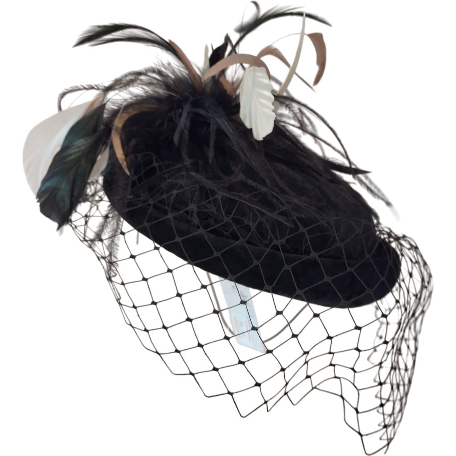 Magpie Accessories Black Feather Fascinator with Veil