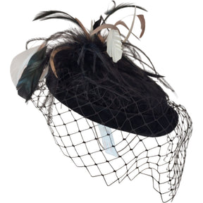 Magpie Accessories Black Feather Fascinator with Veil