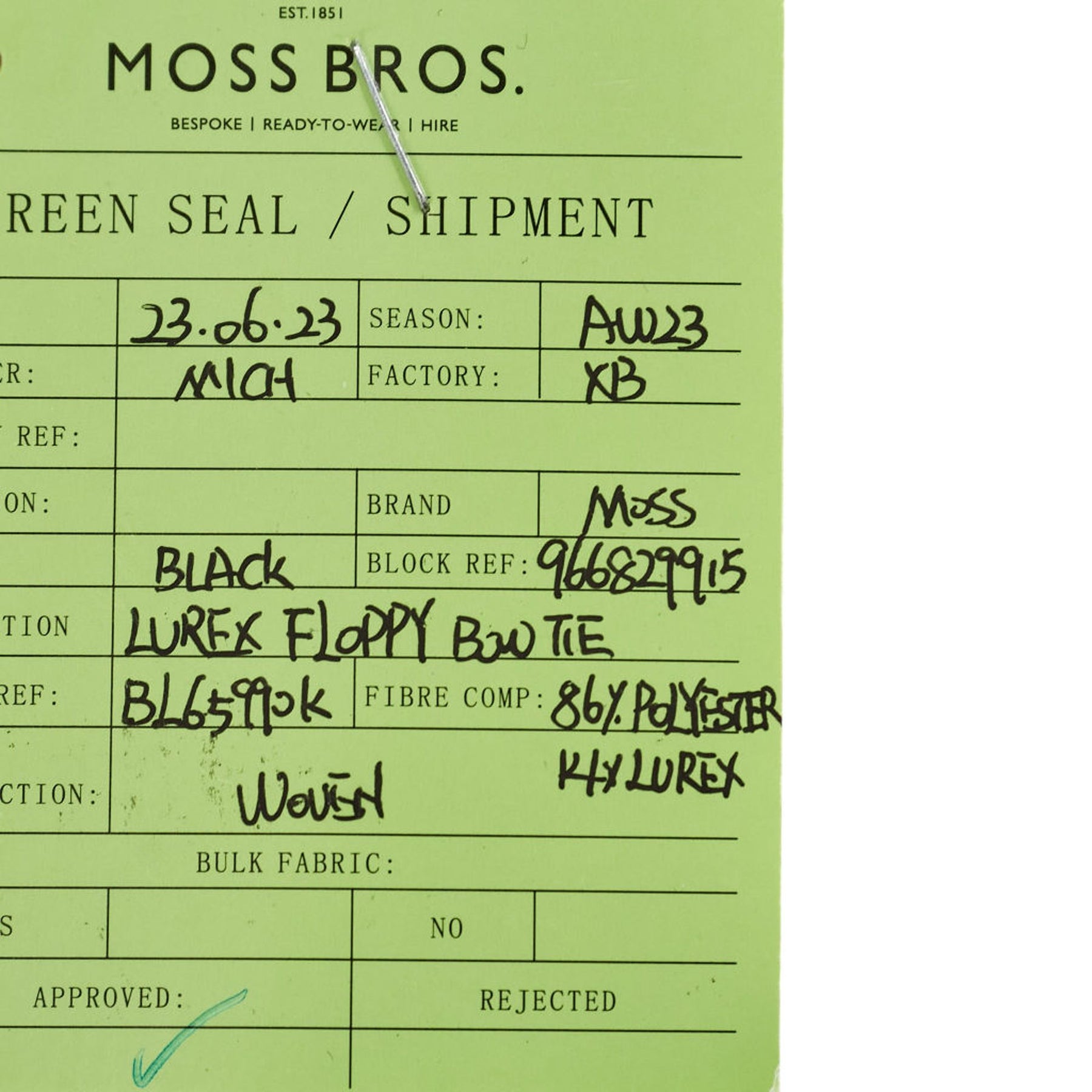 Moss Black Lurex Bow Tie