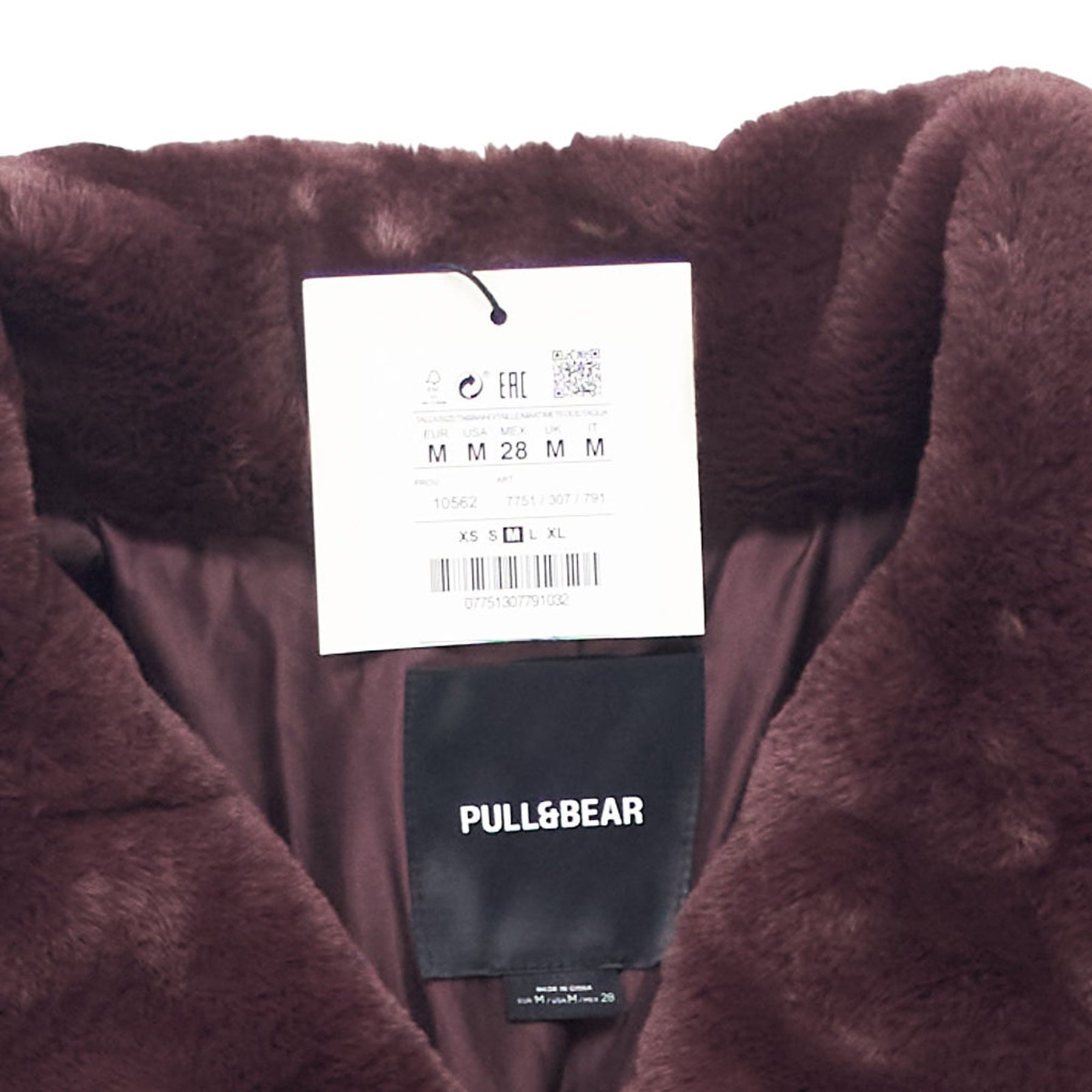 Pull & Bear Burgundy Faux Fur Jacket