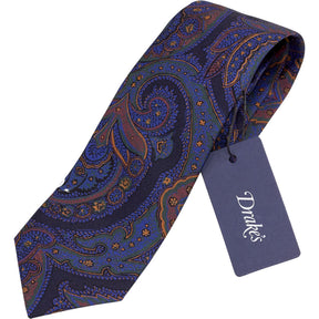 Drake's Navy Paisley Silk Tie