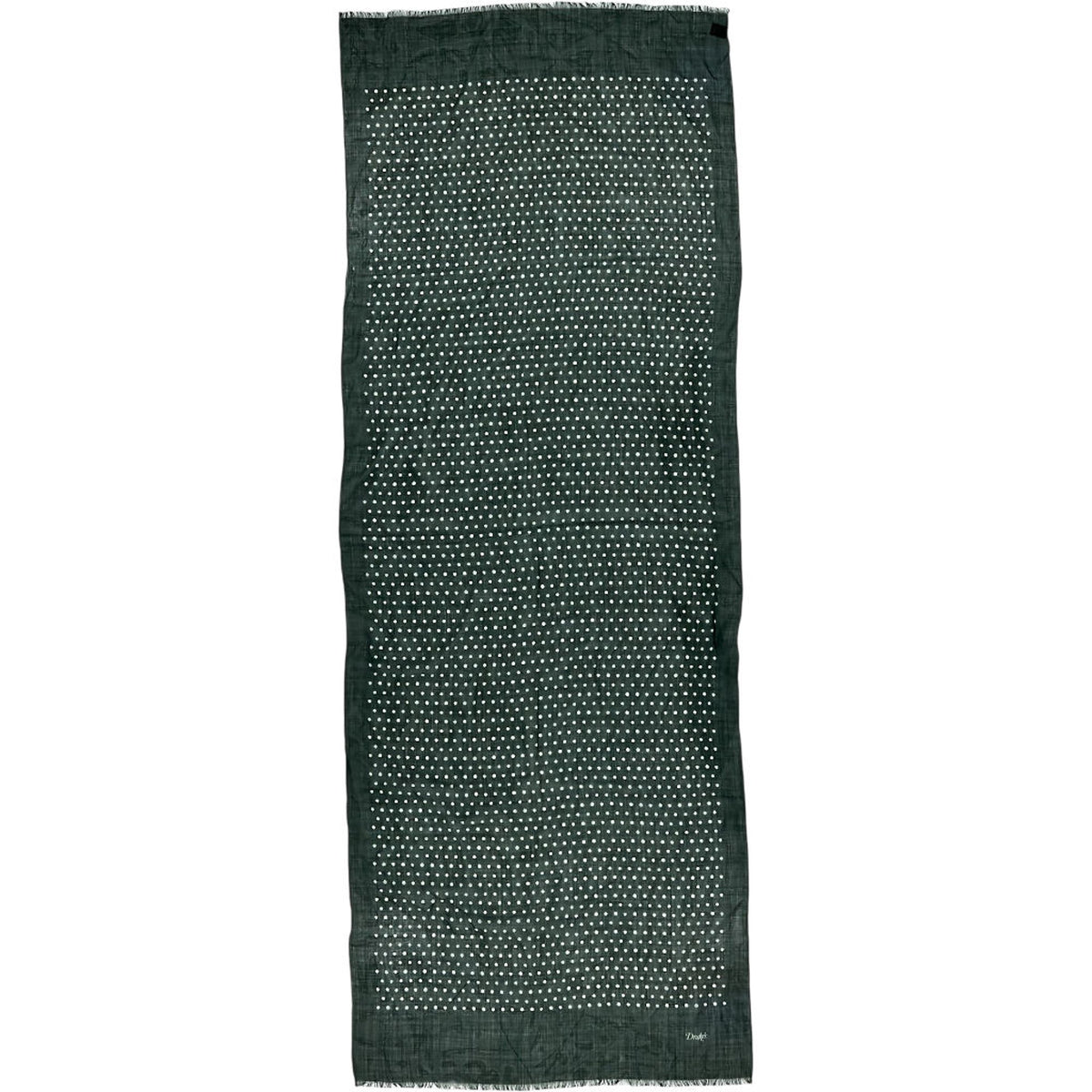 Drake's Green Polka Dot Wool Scarf