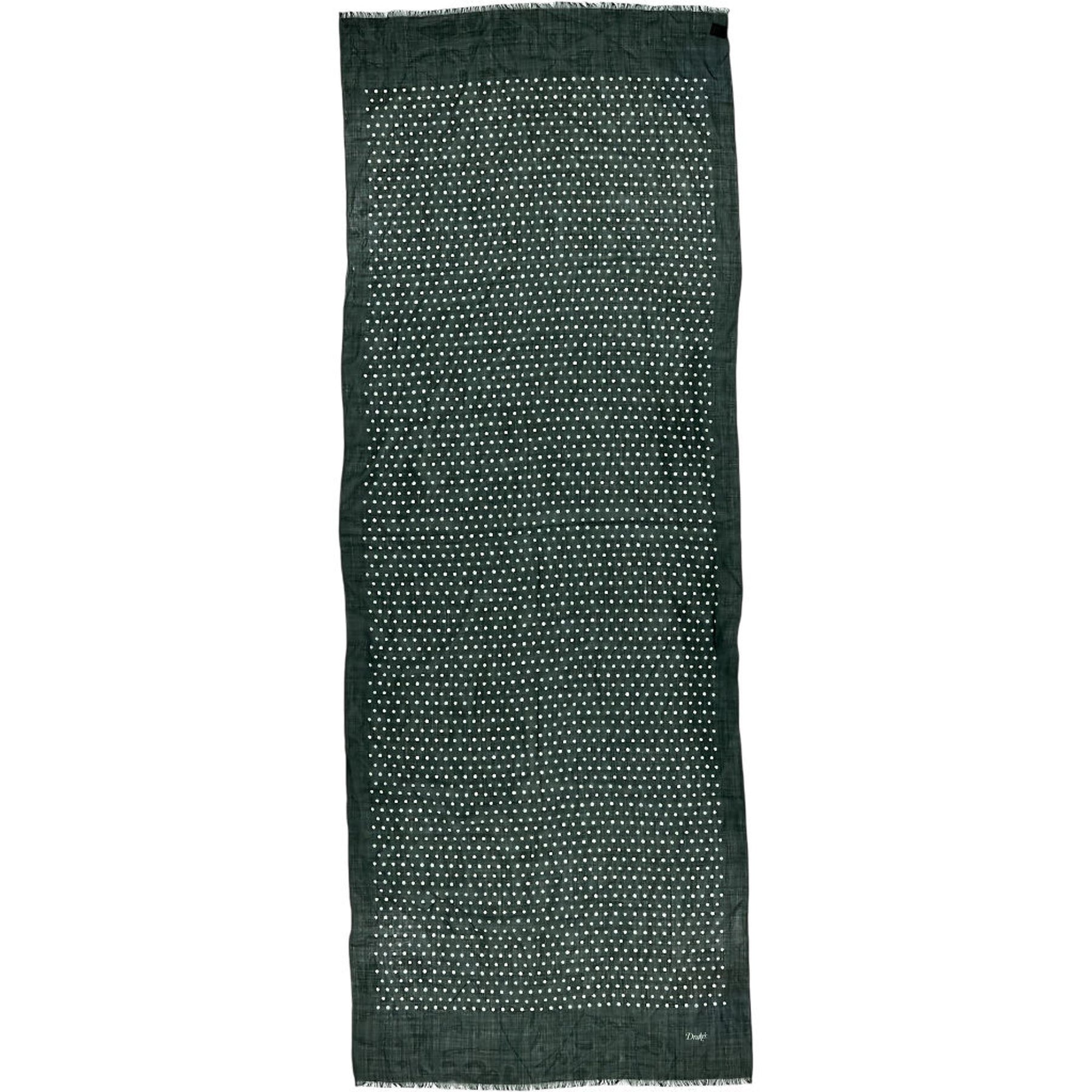 Drake's Green Polka Dot Wool Scarf