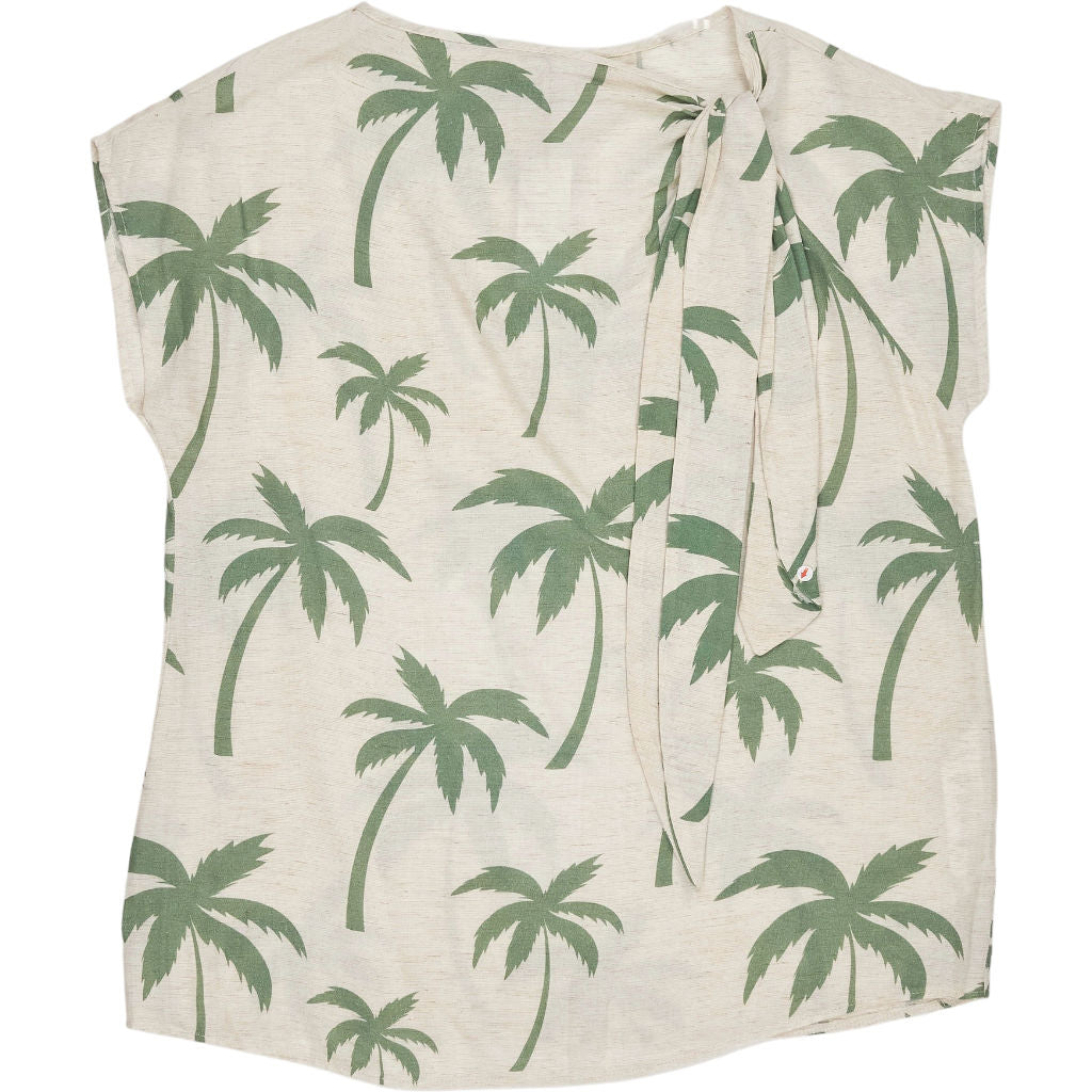 Wallis Cream Green Palm Tree Knot Detail Top