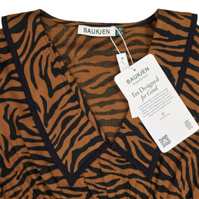 Baukjen Brown Tiger Print Lorelai Midi Dress