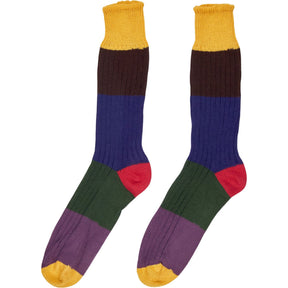 Drake's Multicoloured Ribbed Socks