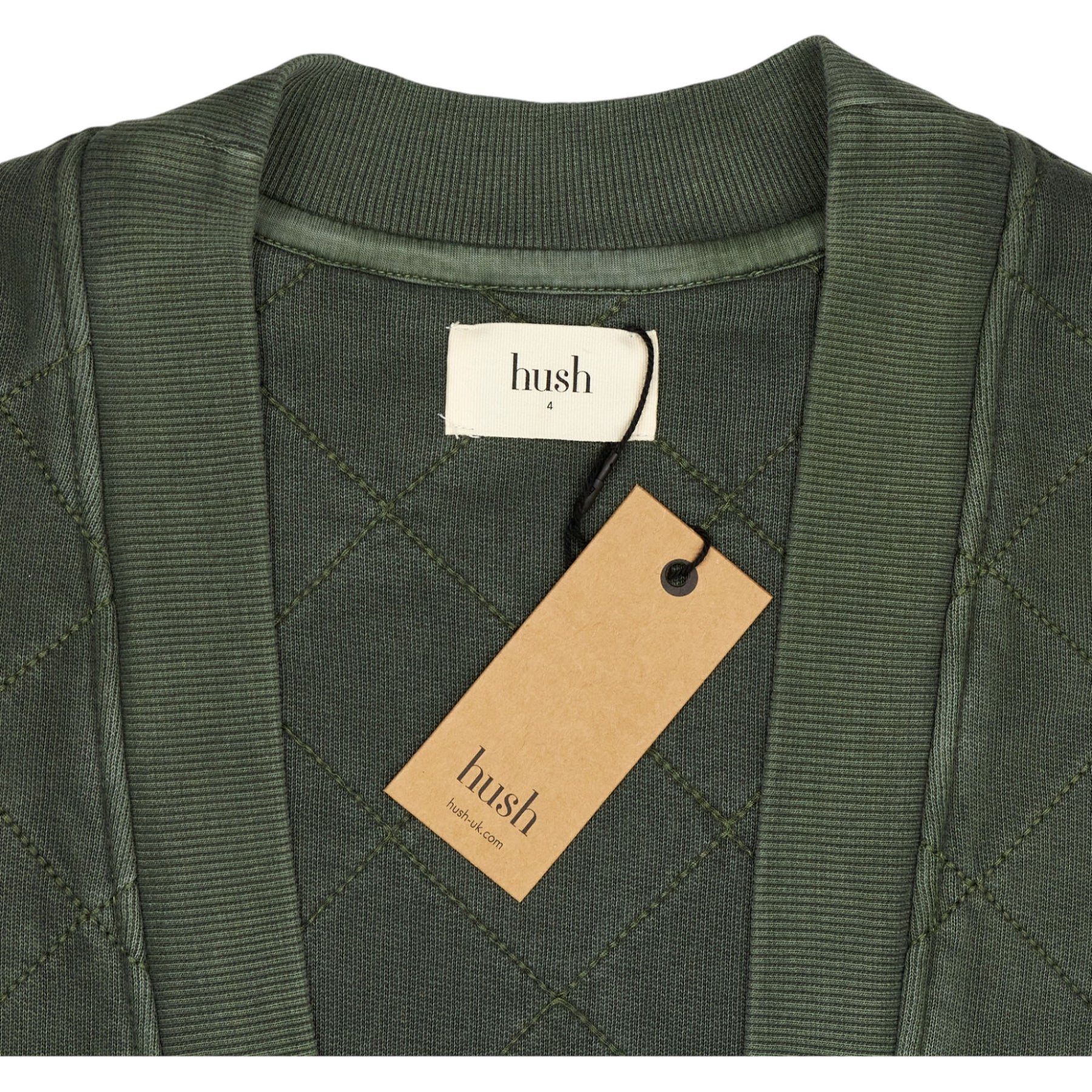 Hush Khaki Quilted Jersey Longline Jacket Shop from Crisis Online