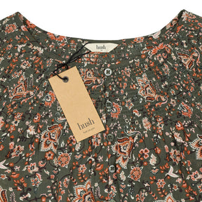 Hush Floral Khaki/Brown Lana Shirred Blouse