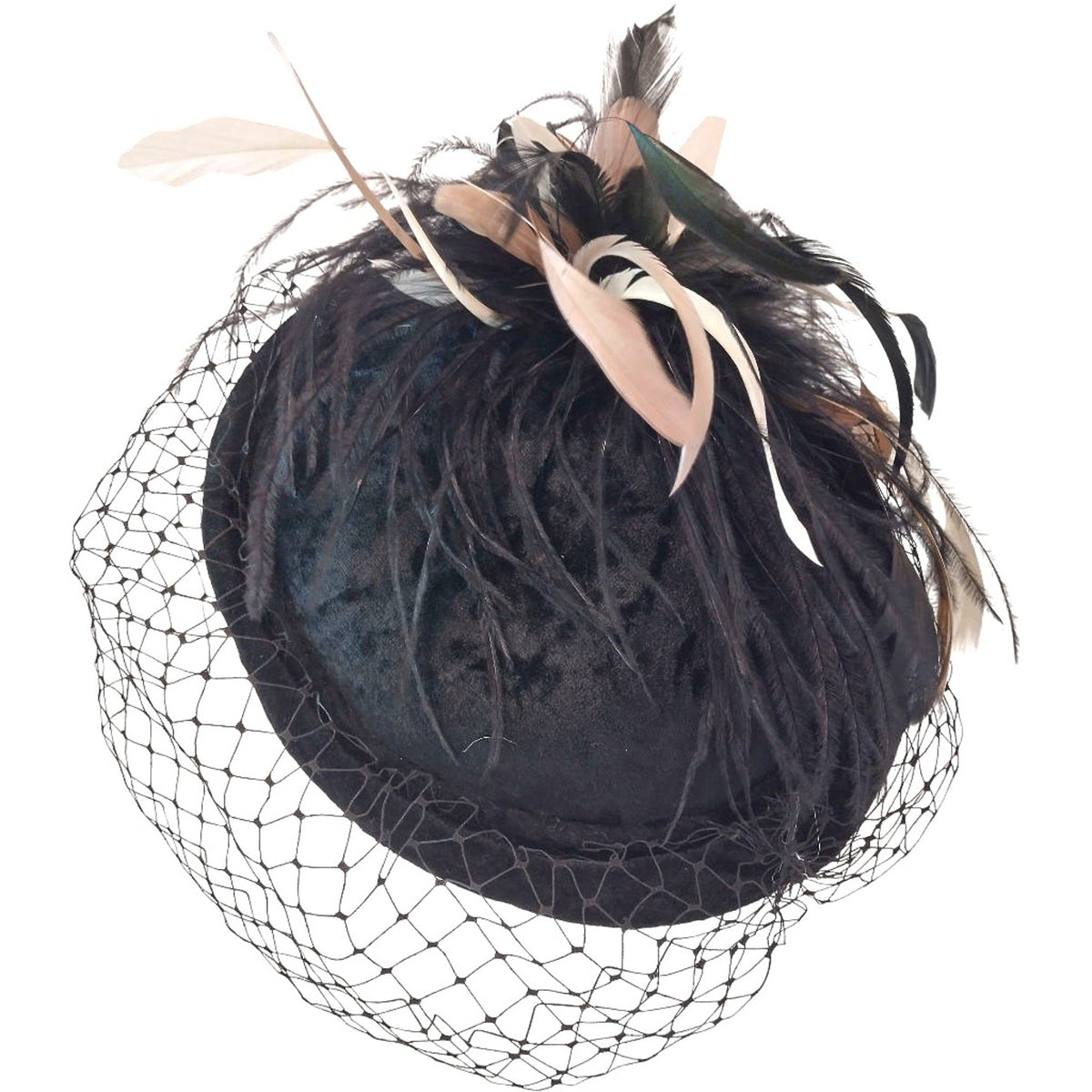 Magpie Accessories Black Feather Fascinator with Veil