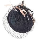 Magpie Accessories Black Feather Fascinator with Veil
