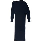 Calvin Klein Black Extrafine Wool Gathered Dress
