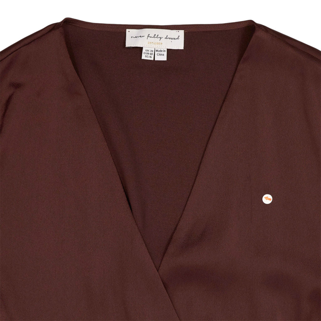 Never Fully Dressed Brown Wrap Dress