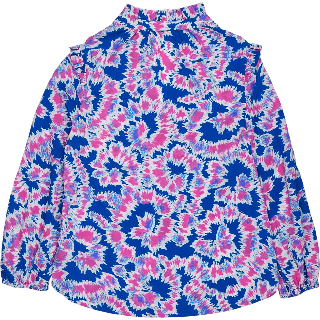 NRBY Blue Pink Printed Silk Blouse