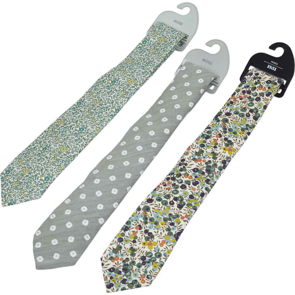 Moss x Liberty Fabric Multicolour Floral Cotton Tie Bundle  x 3