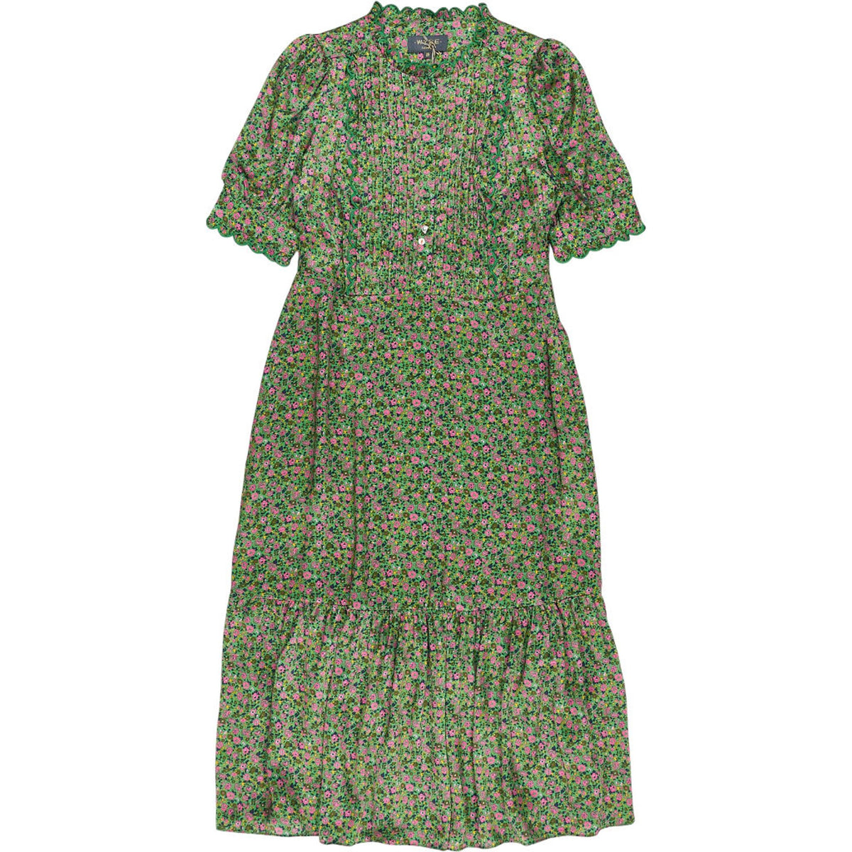 WYSE Jade Green Floral Finley Silk Dress
