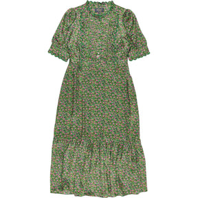 WYSE Jade Green Floral Finley Silk Dress